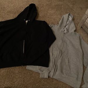 2 HANES ZIP HOODIES